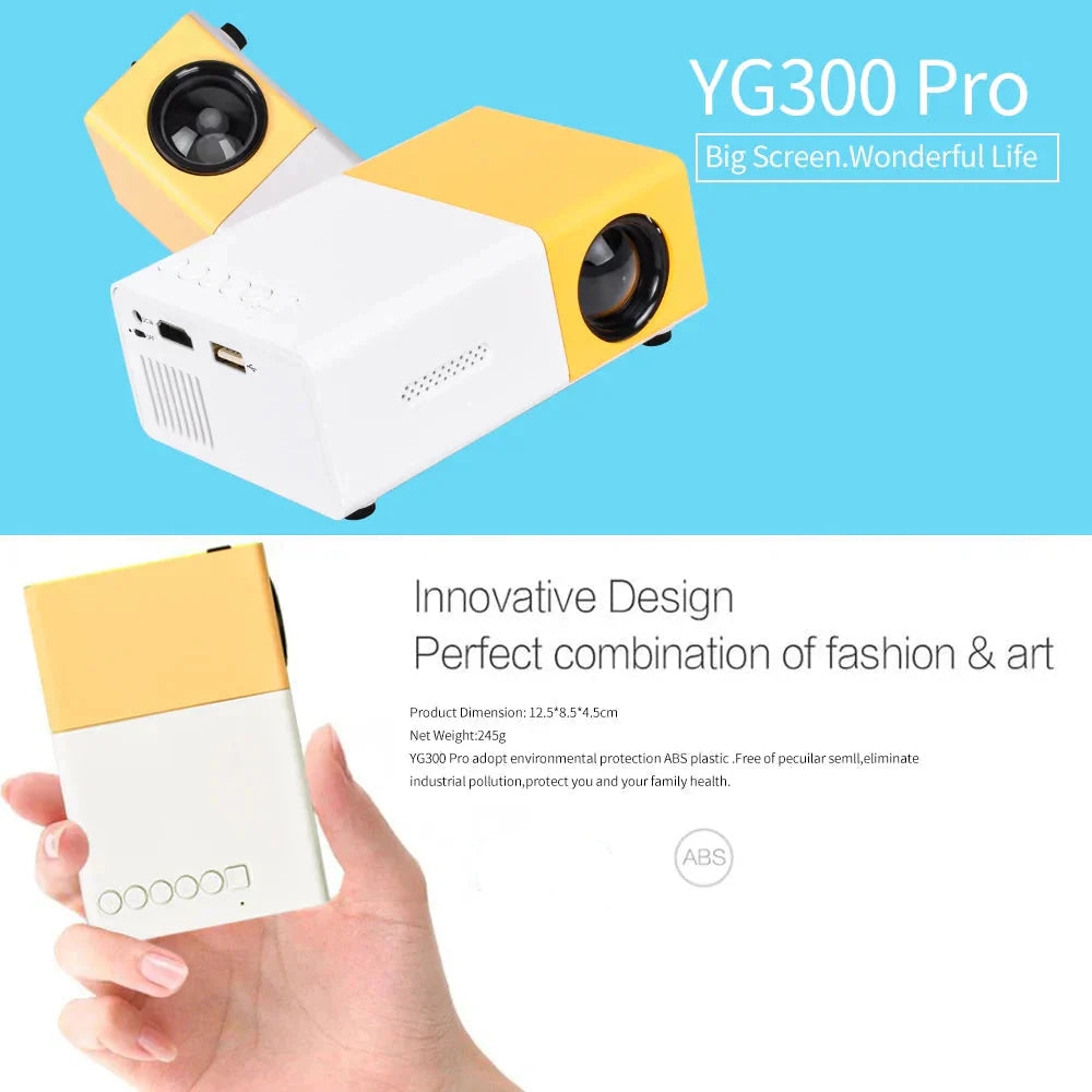 Mini Projector – 1080P Full HD Support, Portable LED Projector, 4K Video Playback, Multiple Connectivity Options